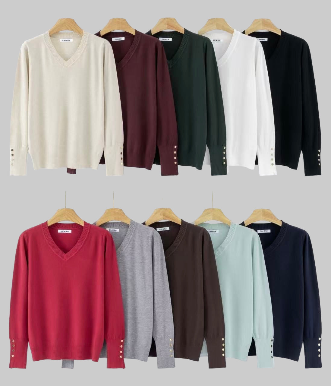 Suéter cuello V con detalle en mangas