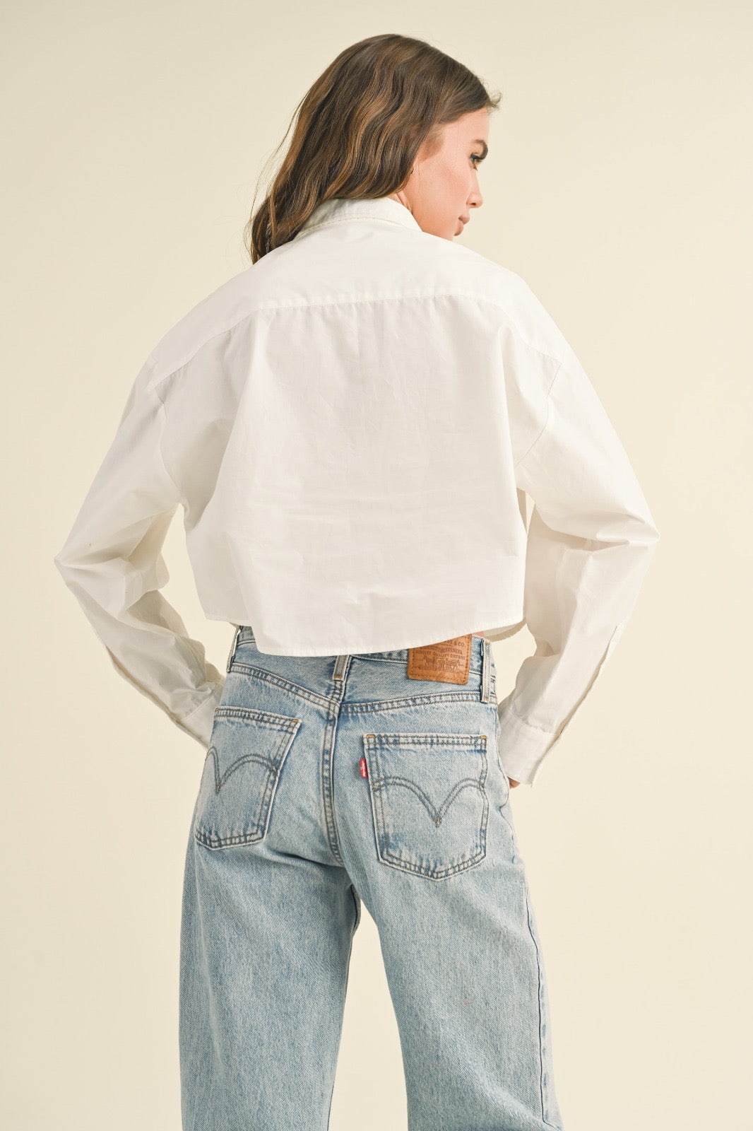 Camisa Cropped Blanca Oversize