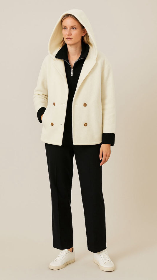 Saco tipo suéter Oversize con Capucha y Botones